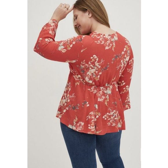 Torrid Babydoll Gauze Crochet Trim Top - Size 2X - Multicolored - Picture 3 of 10